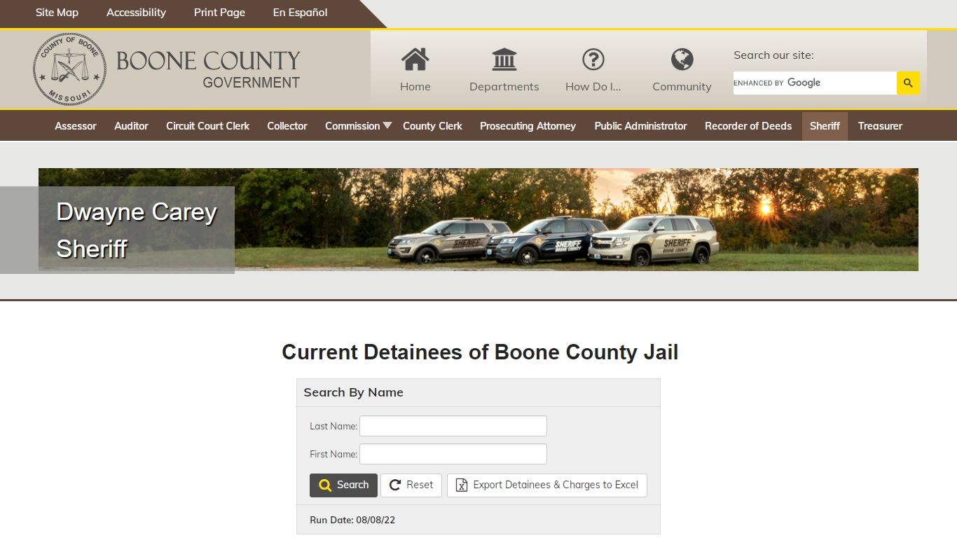 Current Detainees of Boone County Jail