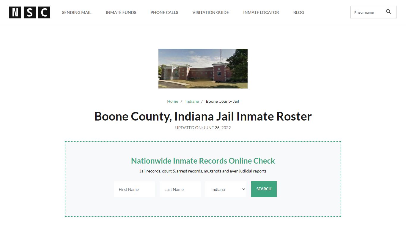 Boone County, Indiana Jail Inmate Roster